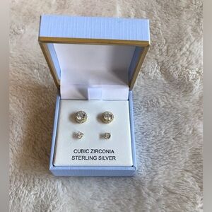 Cubic Zirconia Sterling Silver Earring Set